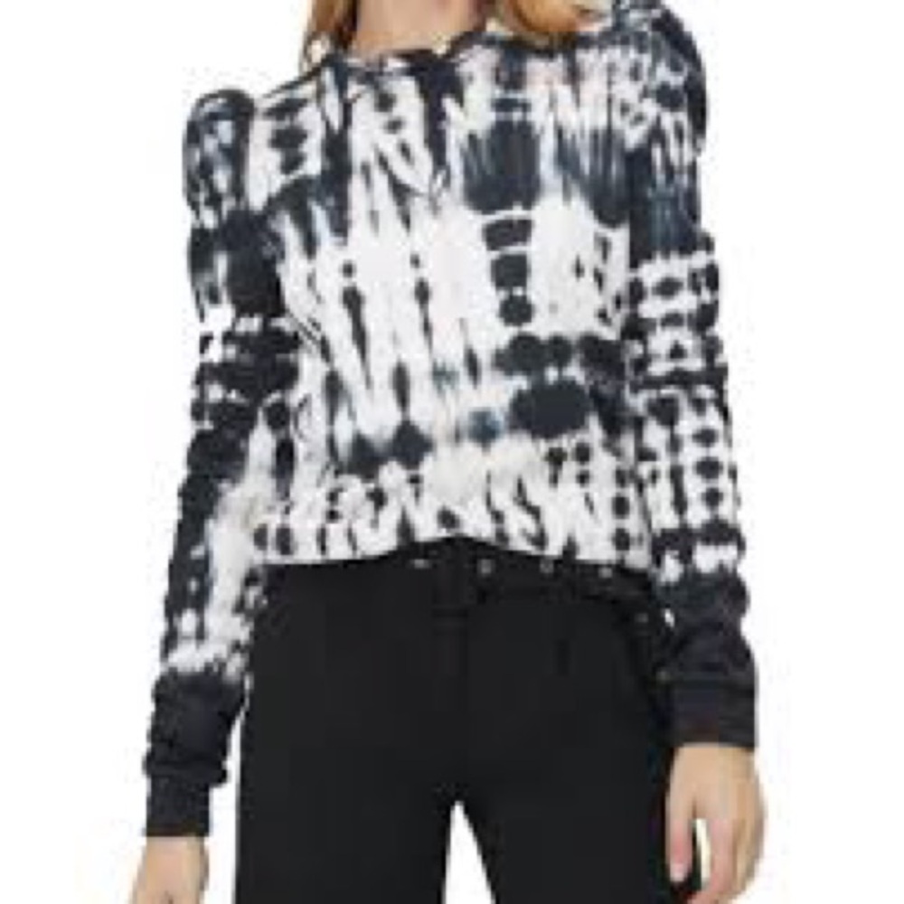 Black and White Tie-Dye Women's Top